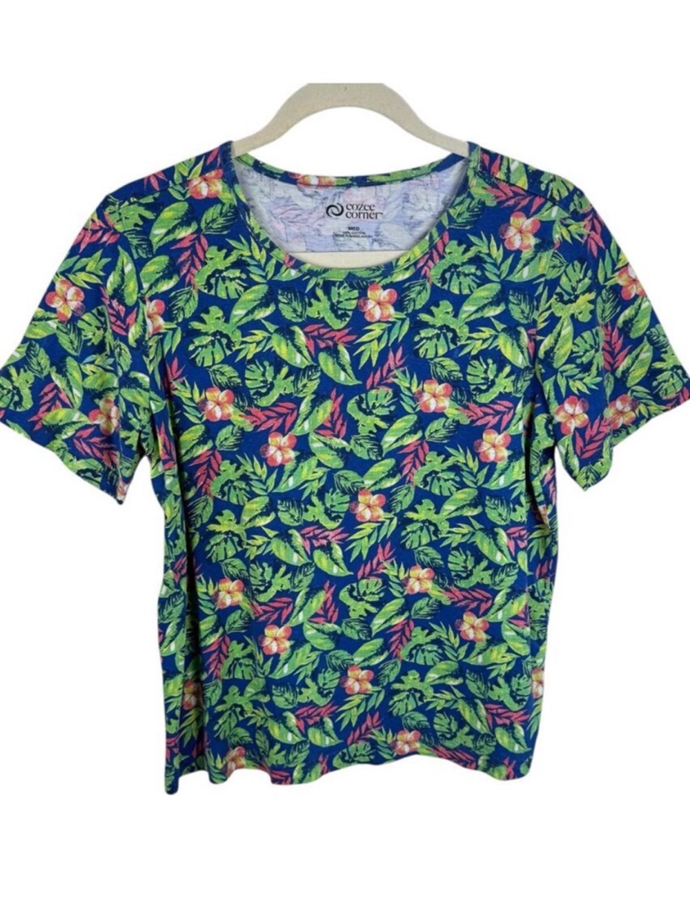 Cozee Corner 100% Cotton Colorful Hawaiian Print‎ Short Sleeve T-Shirt Medium